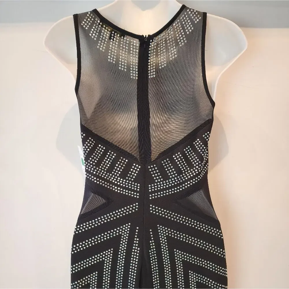 New‎ J. Our Rhinestone Jumpsuit Party Wedding Special Event Black Silver Size M